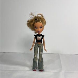 Stylish Doll with Black Top and Denim Jeans